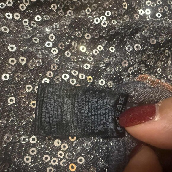 Express Sequin Cami Tank Top Medium Silver Sparkle Adjustable Holiday Party Look - Picture 8 of 8